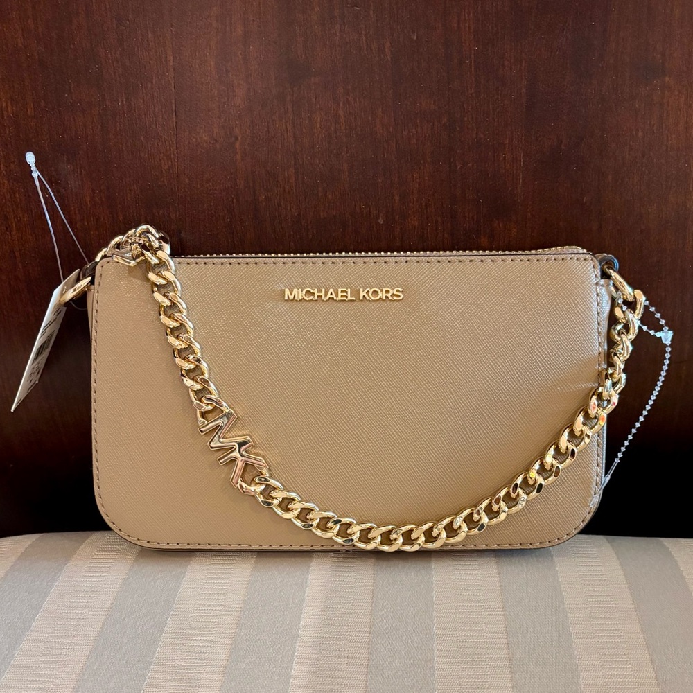 Michael Kors Jet Set Gold Chain Pouchette NWT
